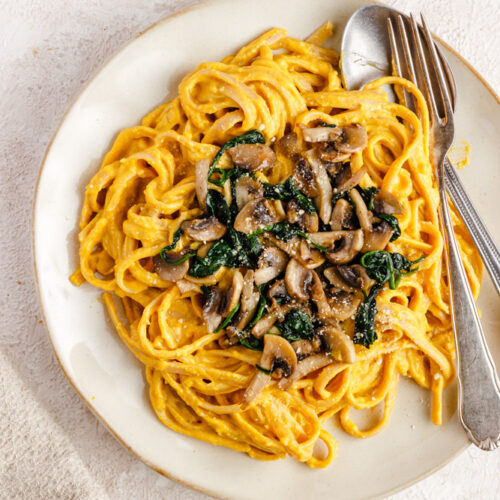 Pumpkin Alfredo With Mushrooms