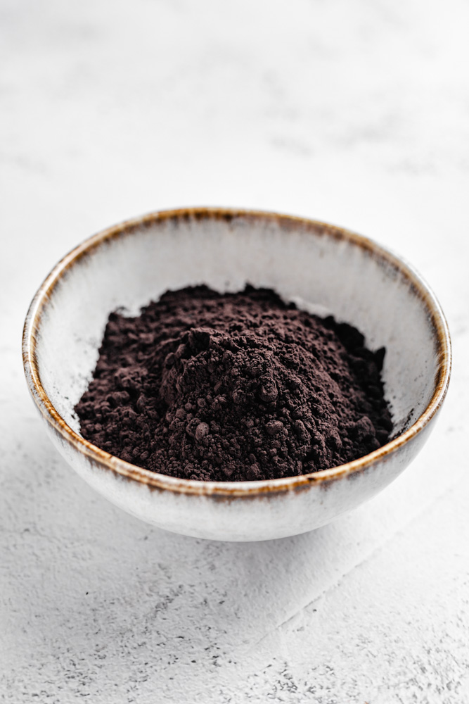Black cocoa powder in a bowl