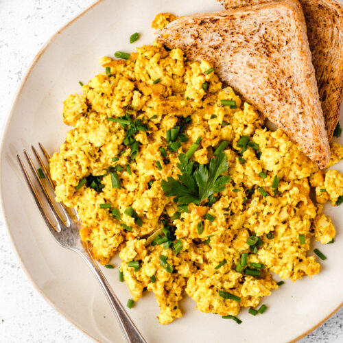 Vegan Scrambled Eggs On A Plate